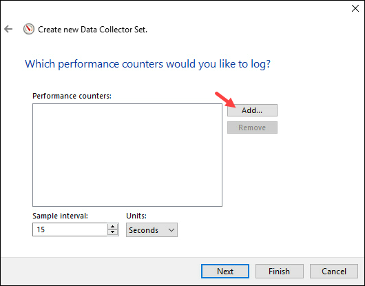Add performance counters to data collector set