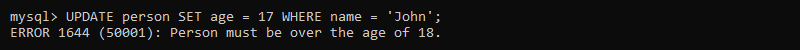 before update trigger results