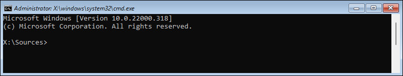 The command-line prompt in Windows 11 installer.