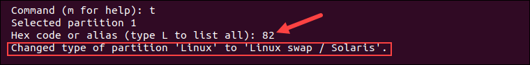 Changing the partition type in Linux.