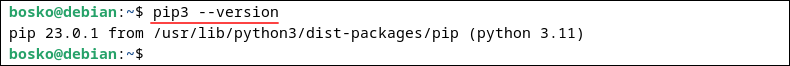 Commands for checking Pip version.