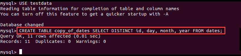 command to Create a duplicate table in MySQL