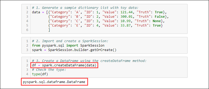 creating dataframe from list dictionary using createDataFrame