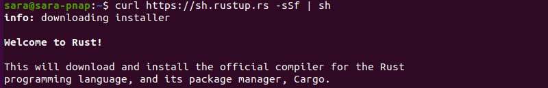 curl install Rustup terminal output