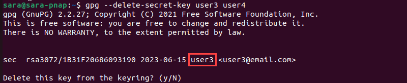 delete multiple keys with uids first key terminal output