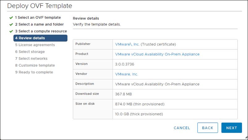 deploy ovf template interface