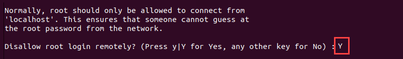 Disallow root login remotely terminal output