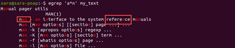 egrep regular expressions terminal output