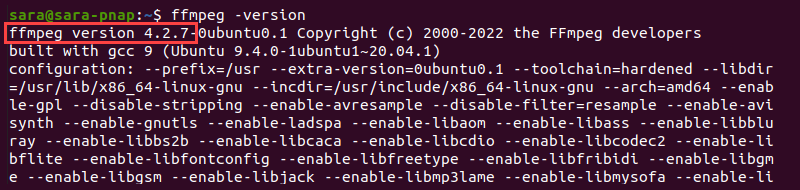 ffmpeg version terminal output
