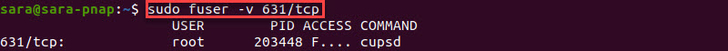fuser Command Port-TCP Terminal Output