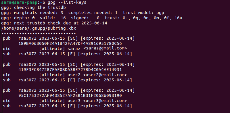 gpg --list-keys confirmed deleted keys