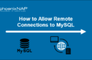 MySQL database logo and a representation of a remote connection.