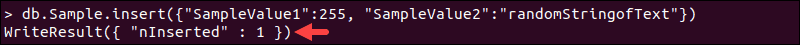 insert-record-in-collection-mongo-database-1 MongoDB confirms that you have successfully inserted data to a new collection