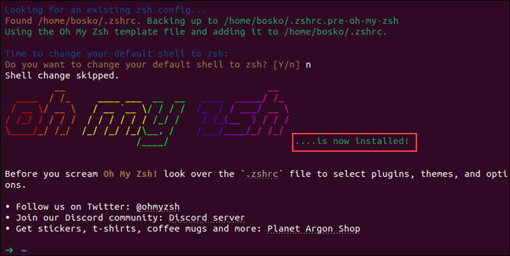 Installing Oh My Zsh to customize Z Shell in Linux.