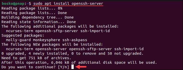 Installing a package using APT.
