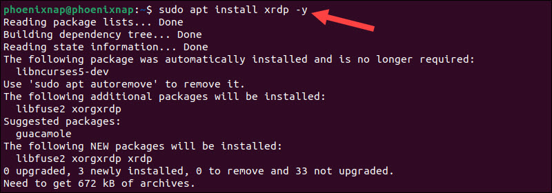 Install xrdp server on Ubuntu.