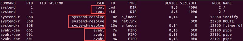 Isof -u ^ Username Terminal Output