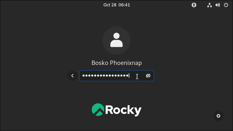 Logging in to the Rocky Linux OS.