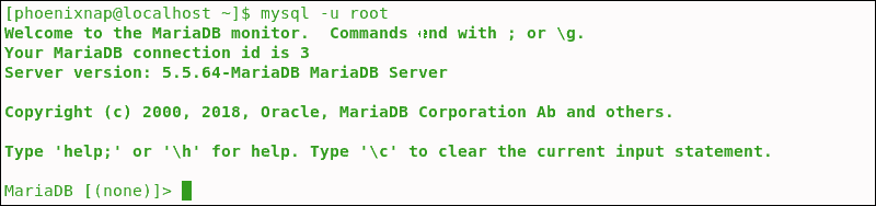 Successful access to MariaDB.