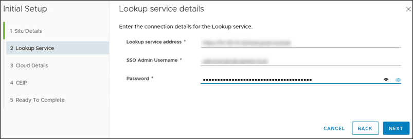 interface for Lookup service initial setup step