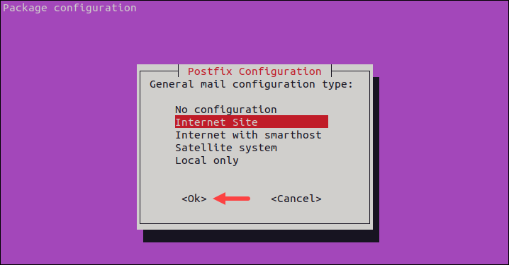 Configuring postfix general mail type.