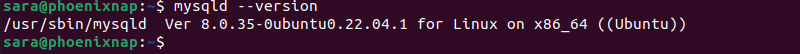 mysqld –version terminal output