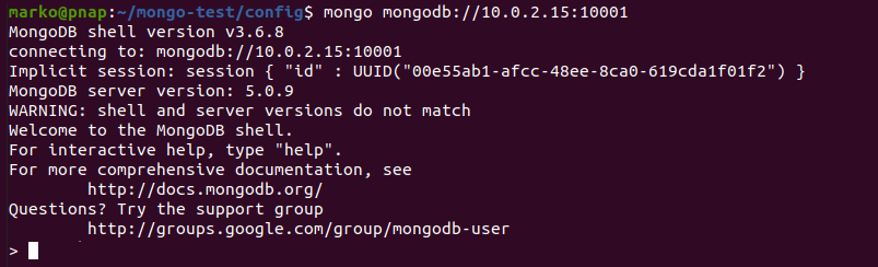 Loging into a mongodb config server.