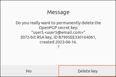 popup window deleting first of multiple user keys using keyids