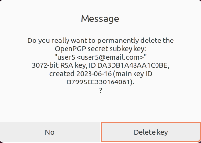 popup window-deleting subkey for the first of multiple user keys using keyids