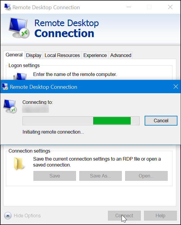 RDP connecting in Windows