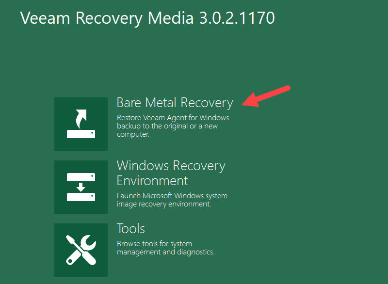 Bare Metal Recovery wizard