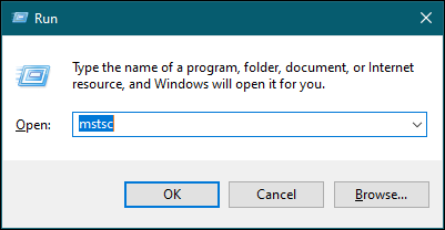 Run mstsc remote desktop client