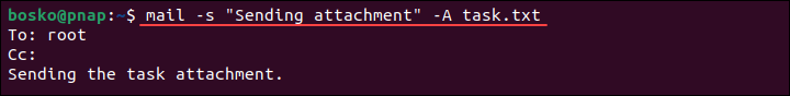 Sending an email attachment via the command line.