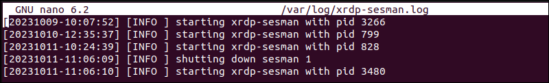 Ubuntu xrdp sesman log.