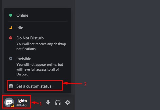 set custom status in discord