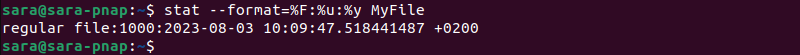 stat --format multiple operands terminal output