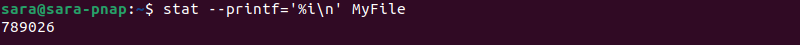 stat --printf %i n MyFile terminal output