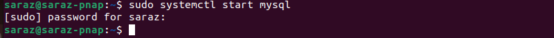 sudo systemctl start mysql terminal output
