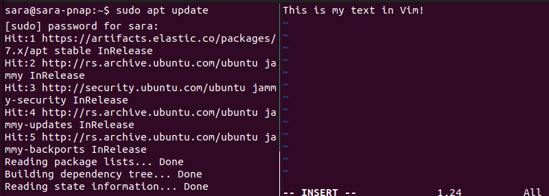 Tmux different commands in split panes
