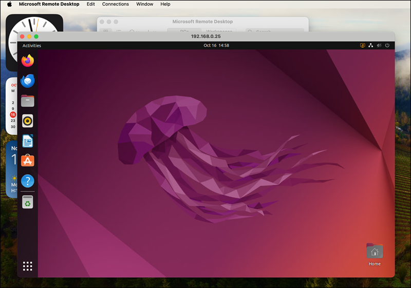 Ubuntu desktop in macOS.
