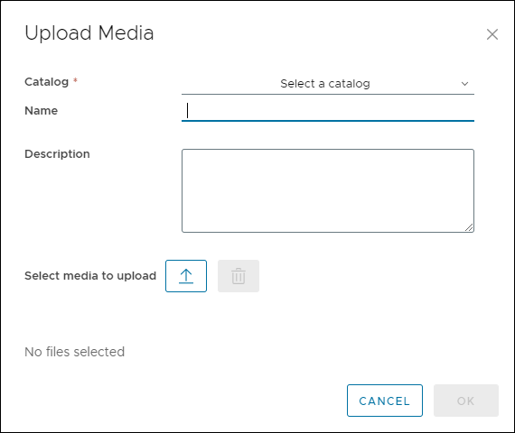 Upload media to catalog UI