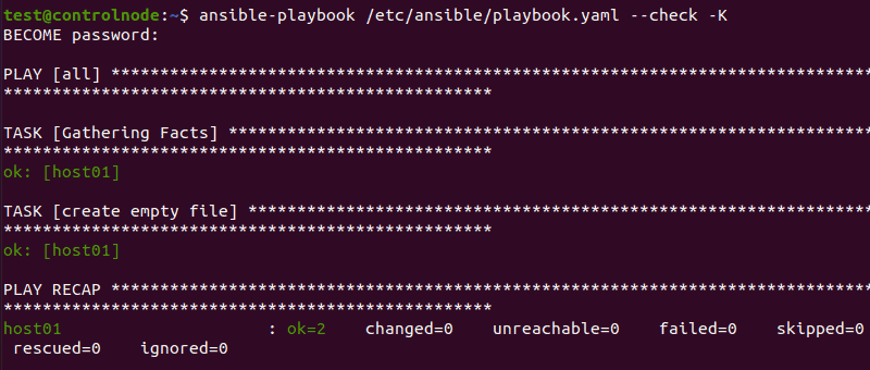 Ansible playbook dry run using the check mode