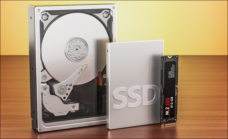 HDD, SSD, and M.2 SSD size comparison.