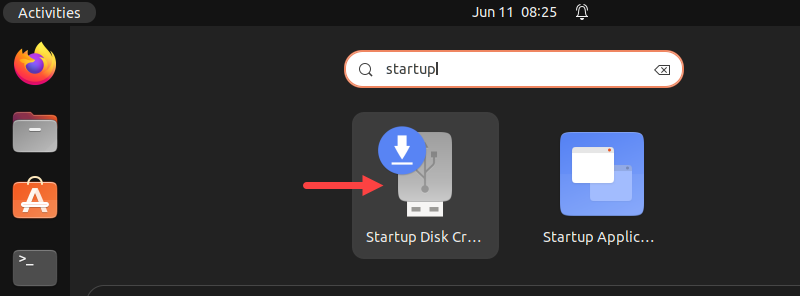 Open the Make Startup Disk app.