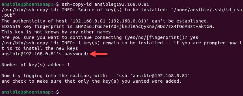 Sao chép khóa SSH công khai sang máy chủ từ xa bằng lệnh ssh-copy-id.
