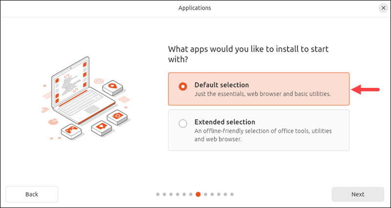 Select which apps to install.